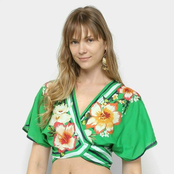 FARM Rio Tops - Farm Rio Anthropologie Banana Knot Cropped Top M